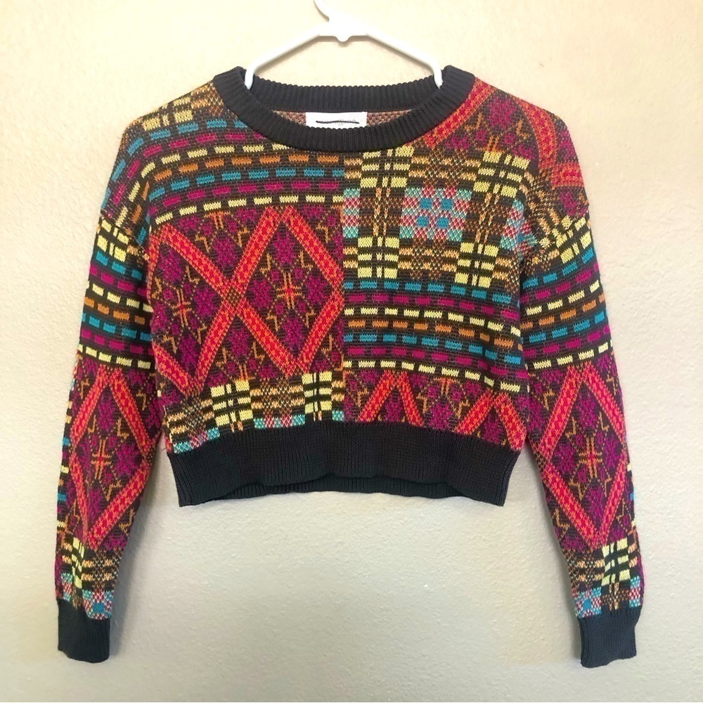 Treasure & Bond Kids' Cotton Patchwork Knit Sweater Size S 7/8